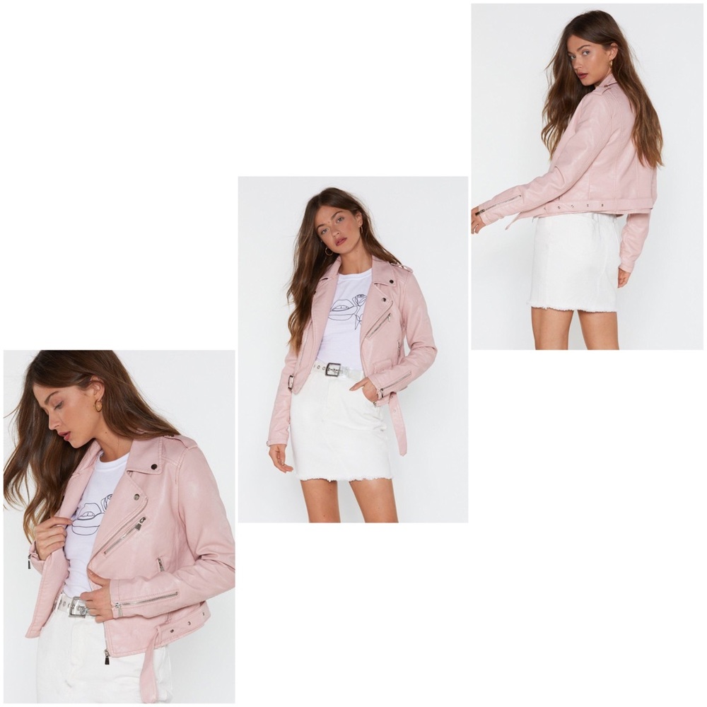 ❌SOLD❌ Blush Faux Leather Moto Jacket ❌SOLD❌ - Picture 11 of 13